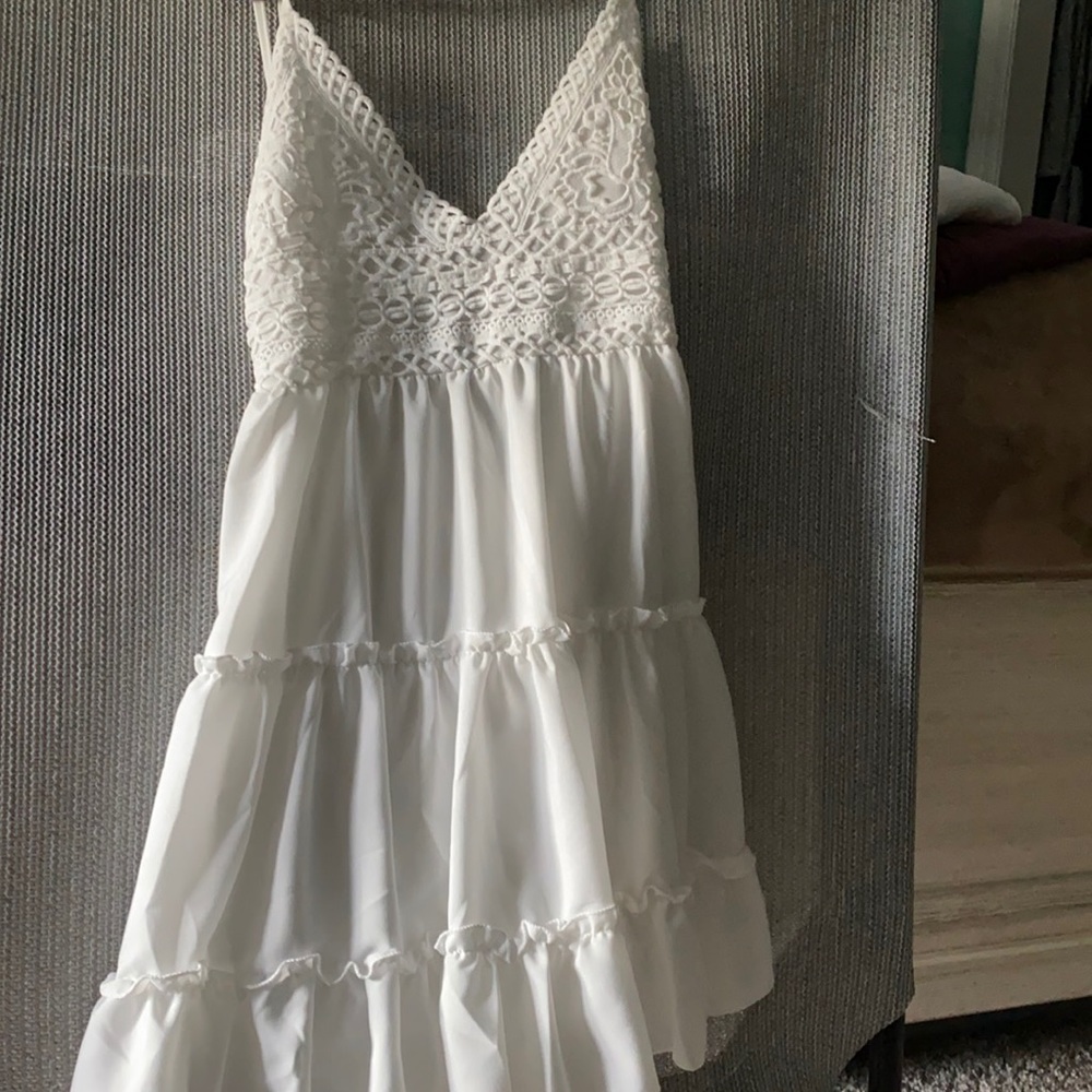 White dress with tie back!